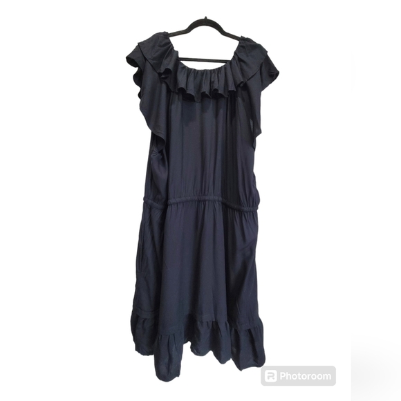 OLD NAVY 4X Ruffled V Neck and Hem with Waist Drawstring Midi Dress - Picture 2 of 7